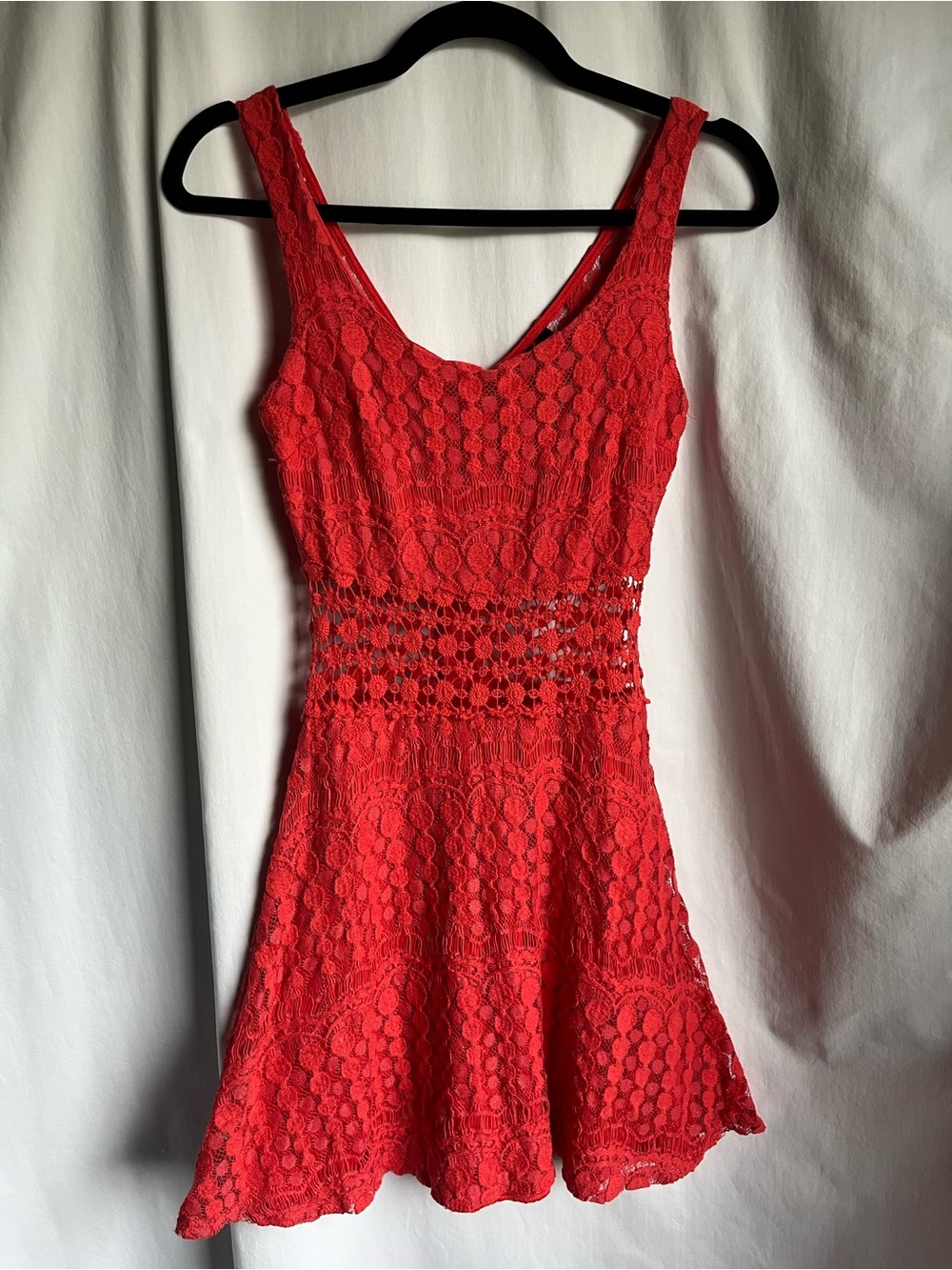 Trixxi Red Crochet Lace Mini Dress juniors 5